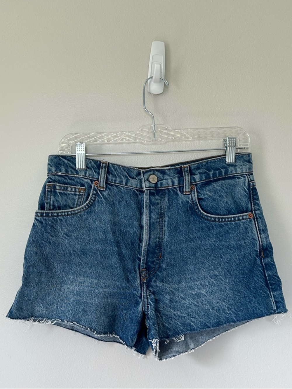 Reformation Blue Denim High-Rise Jean Shorts